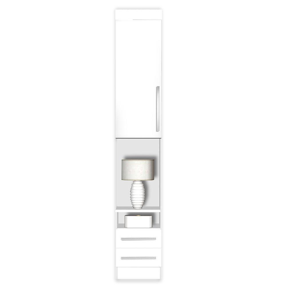 Modulo Ja Mesa De Cabeceira Alto Georgia Branco Fosco Branco - 1