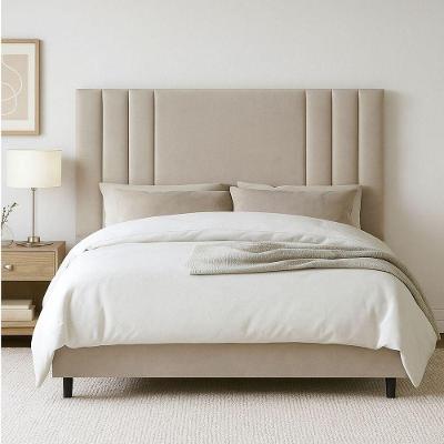 Cabeceira 160 Cm Queen Cama Box Estofada Moderna Corino Frame Bege