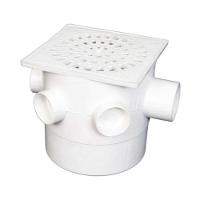 Caixa Sifonada Quadrada 150x150x50mm Pvc Branca - 3 Saídas - Grelha Quadrada - Sifão Pvc - 1