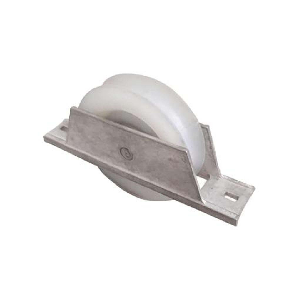 Roldana Nylon Branca Maciça 60(2 1-2) Tipo U 1-2 Cavalete Alumínio - Ferrosul - 1