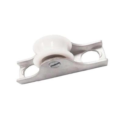Roldana Nylon Branca Maciça 50mm (2) Para Cano 1-2 - Suporte Alumínio Furado