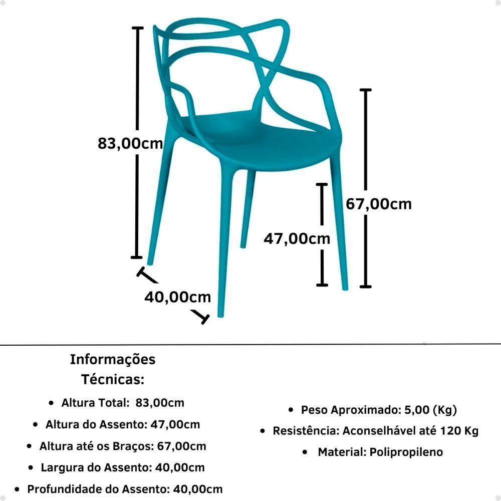 Conjunto Mesa De Jantar Redonda Eiffel Branca 120cm Com 4 Cadeiras Allegra - Turquesa - 2
