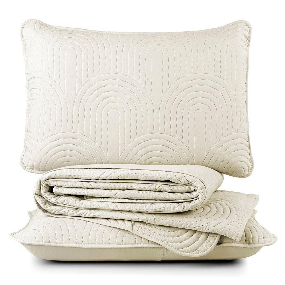 Cobre Leito Colcha King Ternura 3 Peças Baunilha - 100% Poliéster - 1