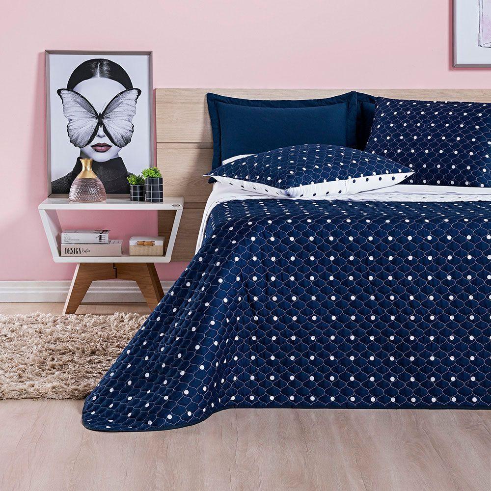 Cobre Leito Colcha King Ball 3 Peças Azul Marinho - 100% Poliéster - 4