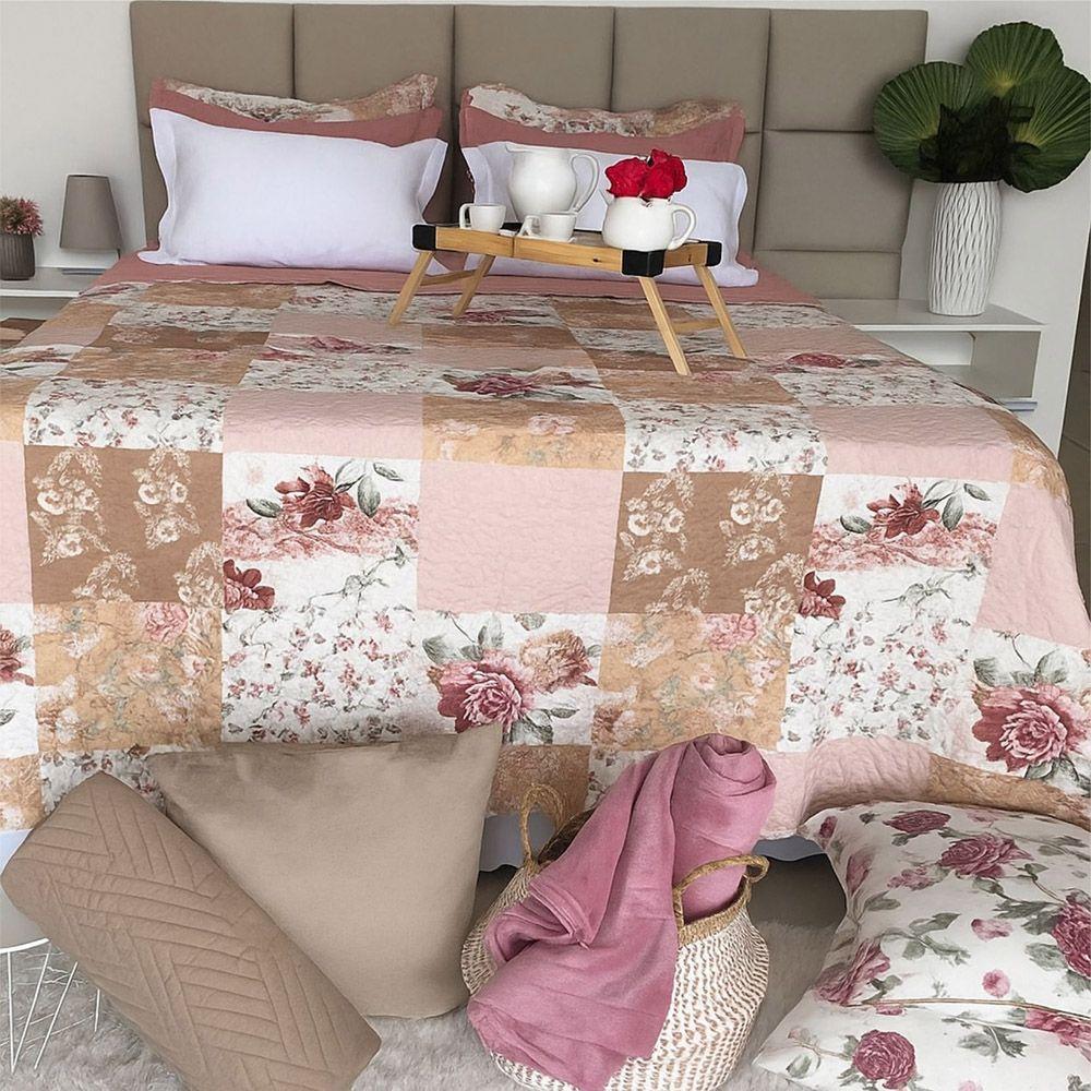 Kit Cobre Leito Colcha Queen Boutik Dupla Face - Estampa 62 - 100% Poliéster - 1