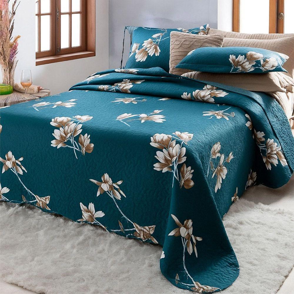 Kit Cobre Leito Colcha Queen Boutik Dupla Face - Estampa 60 - 100% Poliéster - 1