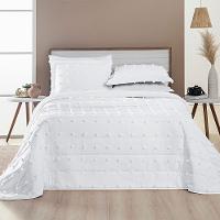 Cobre Leito Colcha Queen Pompom 3 Peças Branco - 100% Poliéster - 2