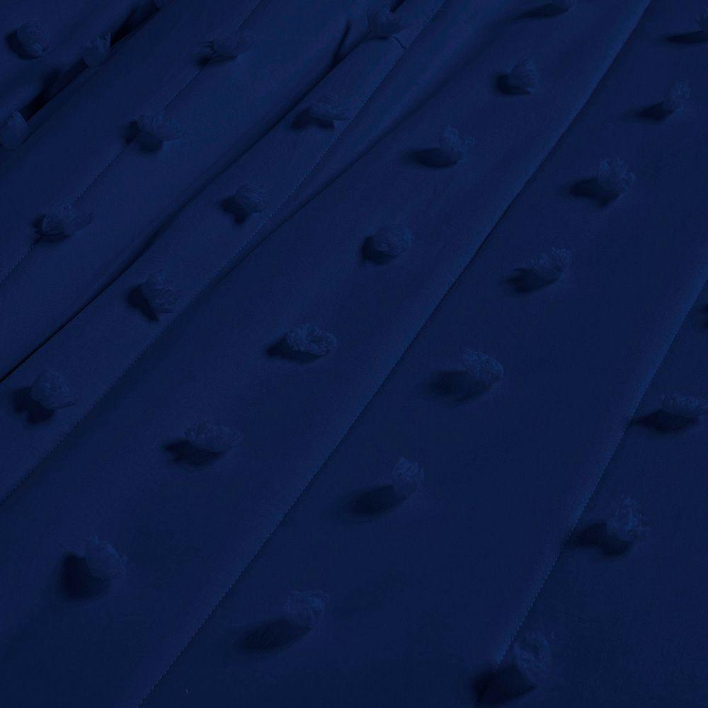 Cobre Leito Colcha Padrão Pompom 3 Peças Marinho - 100% Poliéster - 4