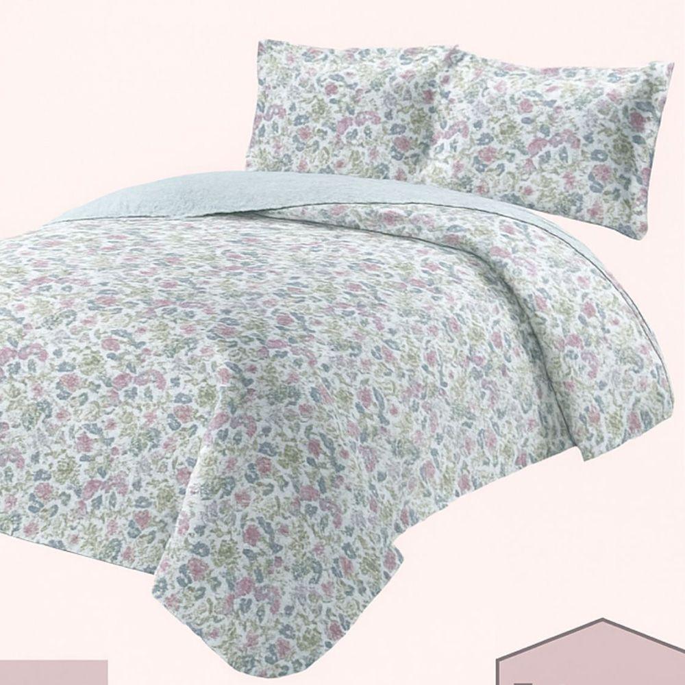 Kit Cobre Leito Colcha King Boutik Dupla Face - Estampa 56 - 100% Poliéster - 1