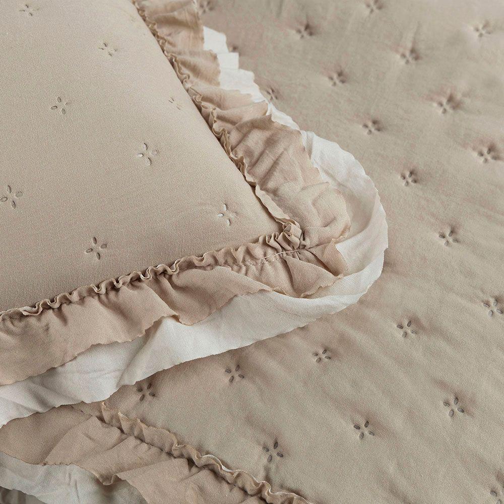 Cobre Leito Colcha King Luar 3 Peças Cáqui - 100% Poliéster - 5