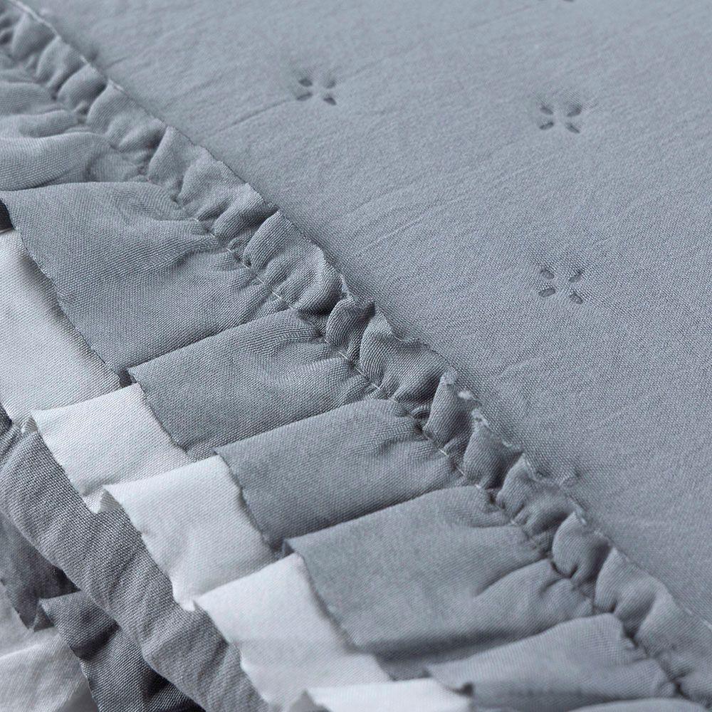Cobre Leito Colcha Padrão Luar 3 Peças Cinza - 100% Poliéster - 5