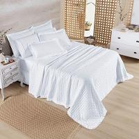 Cobre Leito Colcha Padrão Luar 3 Peças Branco - 100% Poliéster - 2