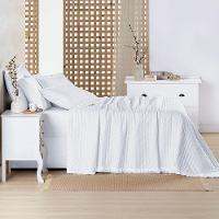 Cobre Leito Colcha Padrão Luar 3 Peças Branco - 100% Poliéster - 3
