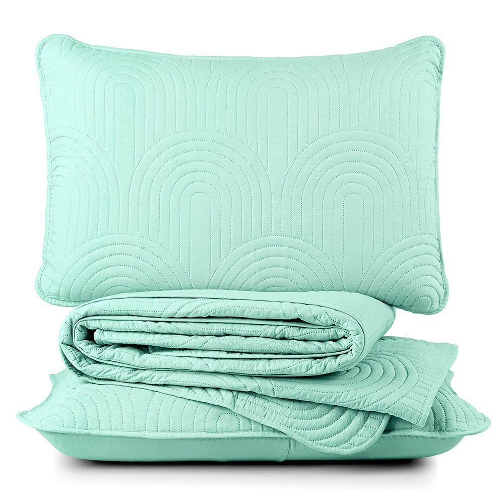 Cobre Leito Colcha Queen Ternura 3 Peças Verde - 100% Poliéster - 1
