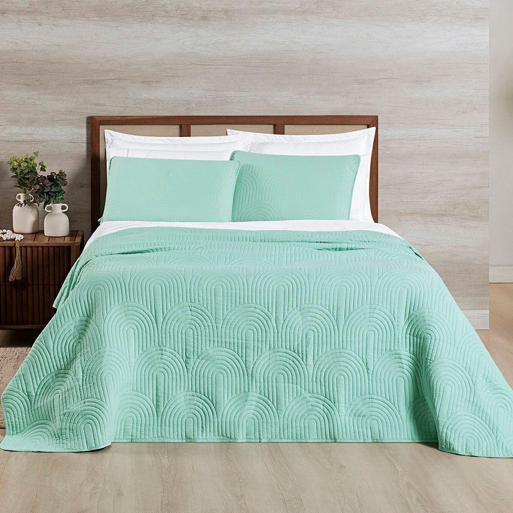Cobre Leito Colcha Queen Ternura 3 Peças Verde - 100% Poliéster - 3