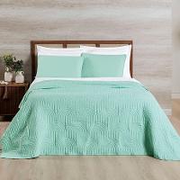 Cobre Leito Colcha Queen Ternura 3 Peças Verde - 100% Poliéster - 3
