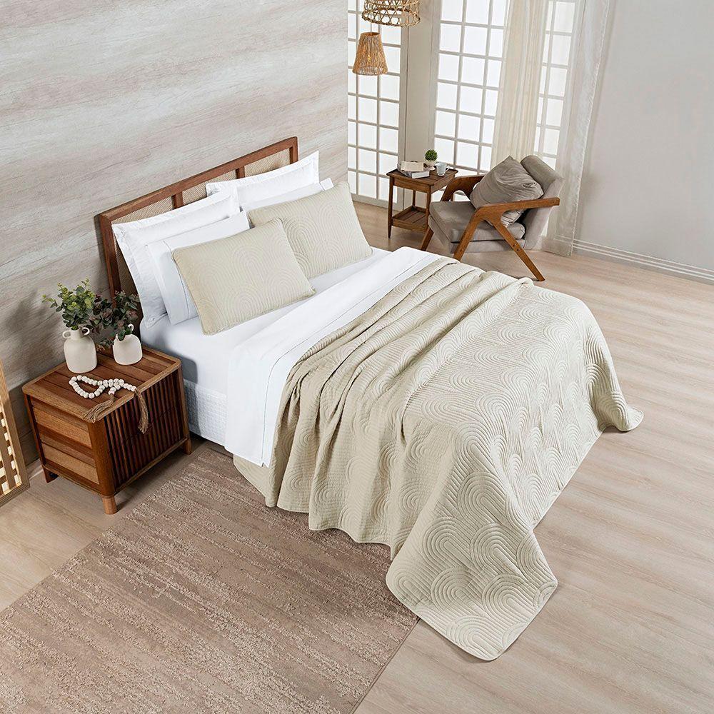 Cobre Leito Colcha Queen Ternura 3 Peças Baunilha - 100% Poliéster - 2