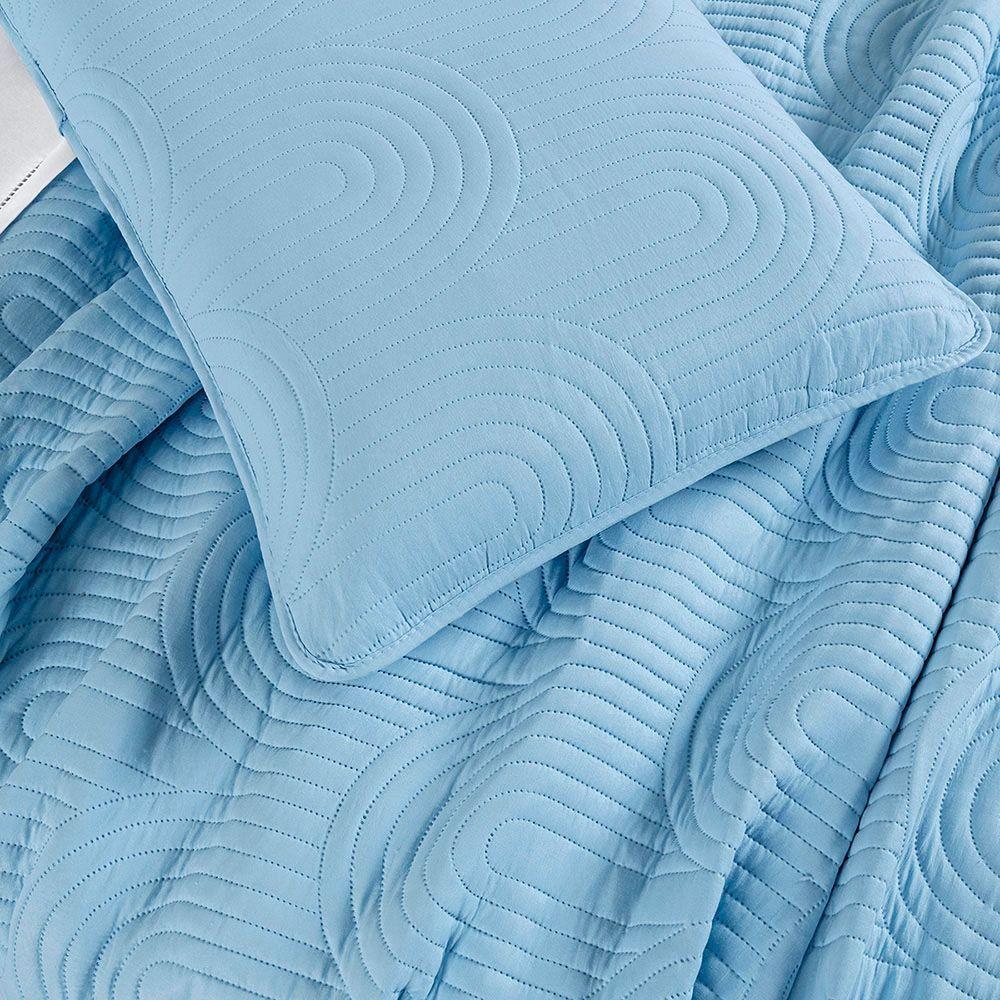 Cobre Leito Colcha Padrão Ternura 3 Peças Azul - 100% Poliéster - 5
