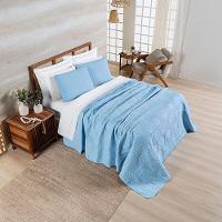 Cobre Leito Colcha Padrão Ternura 3 Peças Azul - 100% Poliéster - 2