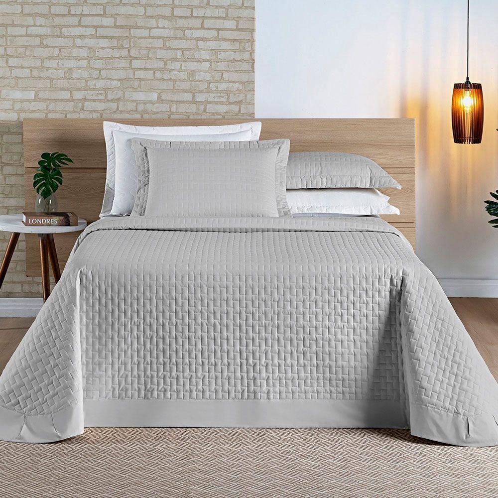 Cobre Leito Colcha Queen Milano 3 Peças Cinza - 100% Poliéster - 2