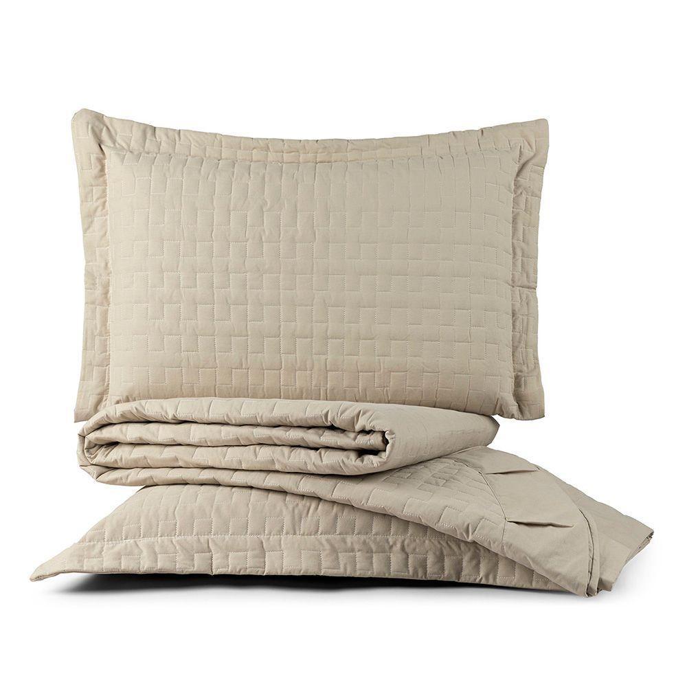 Cobre Leito Colcha Padrão Milano 3 Peças Cáqui - 100% Poliéster - 1