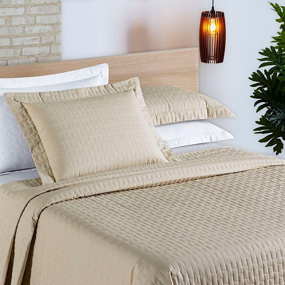 Cobre Leito Colcha Padrão Milano 3 Peças Cáqui - 100% Poliéster - 4