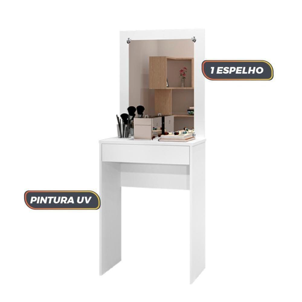 Penteadeira Sofie Com Espelho 1 Gaveta Branco Branco - 4