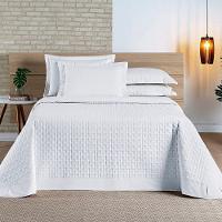Cobre Leito Colcha Padrão Milano 3 Peças Branco - 100% Poliéster - 3