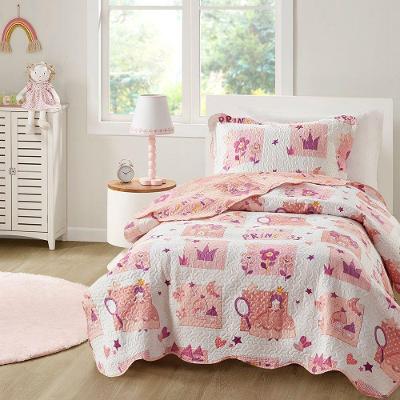 Kit Cobre Leito Colcha Bouti Solteiro Infantil 2 Peças - Princess - 100% Poliéster