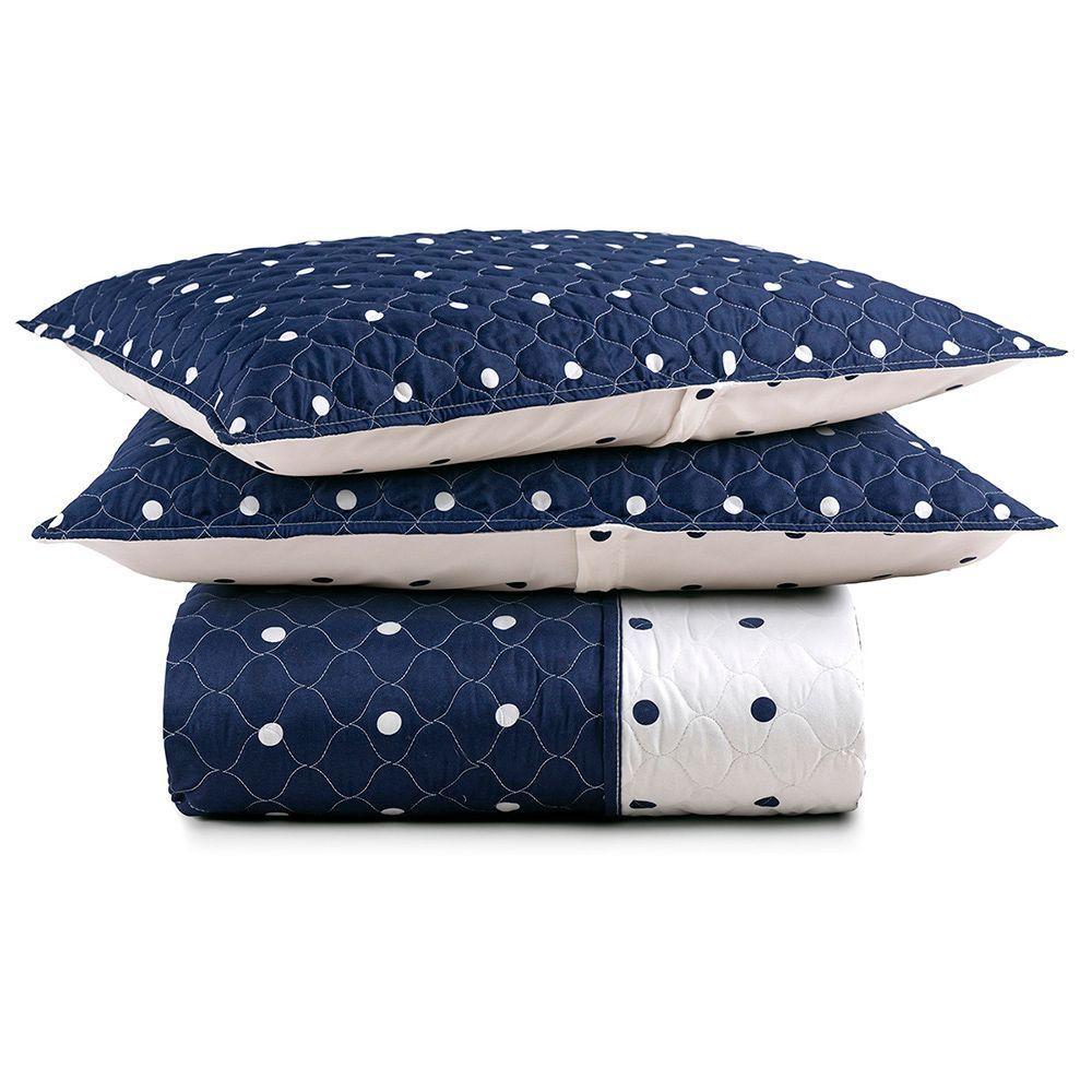 Cobre Leito Colcha Queen Ball 3 Peças Azul Marinho - 100% Poliéster - 1