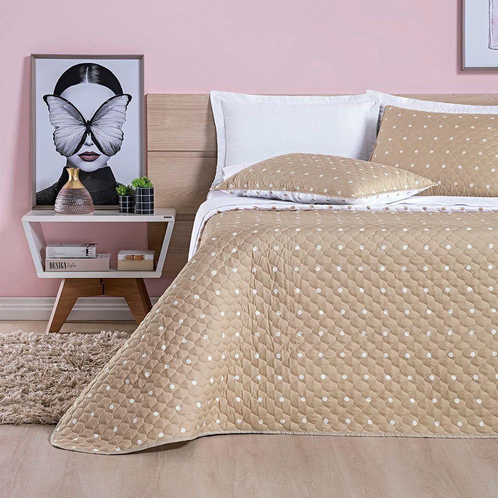 Cobre Leito Colcha Queen Ball 3 Peças Cáqui - 100% Poliéster - 3