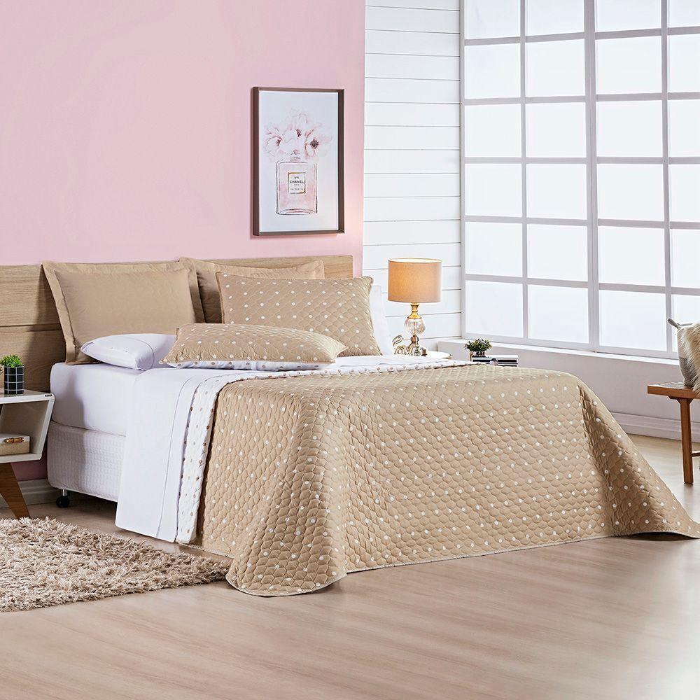 Cobre Leito Colcha Padrão Ball 3 Peças Cáqui - 100% Poliéster - 2