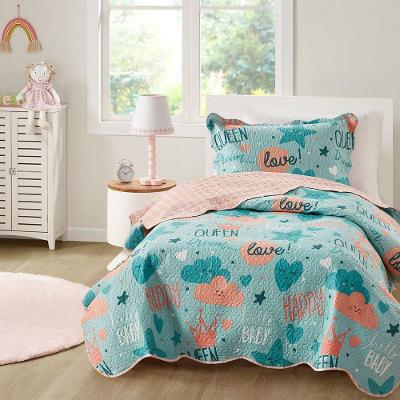 Kit Cobre Leito Colcha Bouti Solteiro Infantil 2 Peças - Love - 100% Poliéster