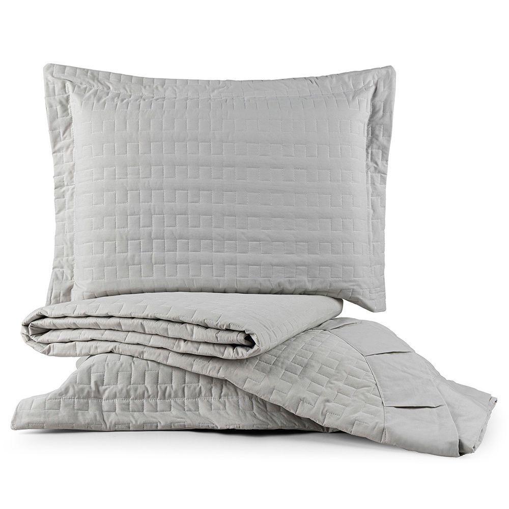 Cobre Leito Colcha Padrão Milano 3 Peças Cinza - 100% Poliéster - 1