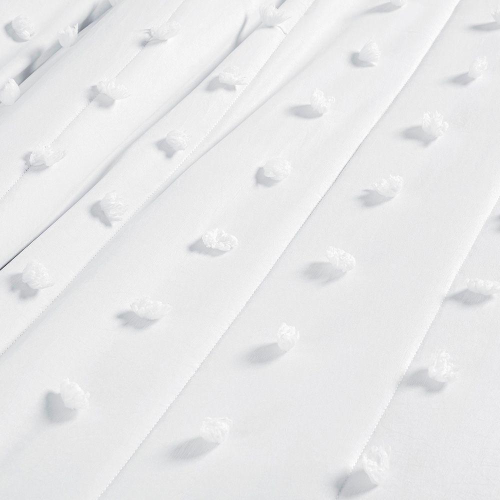 Cobre Leito Colcha Padrão Pompom 3 Peças Branco - 100% Poliéster - 5