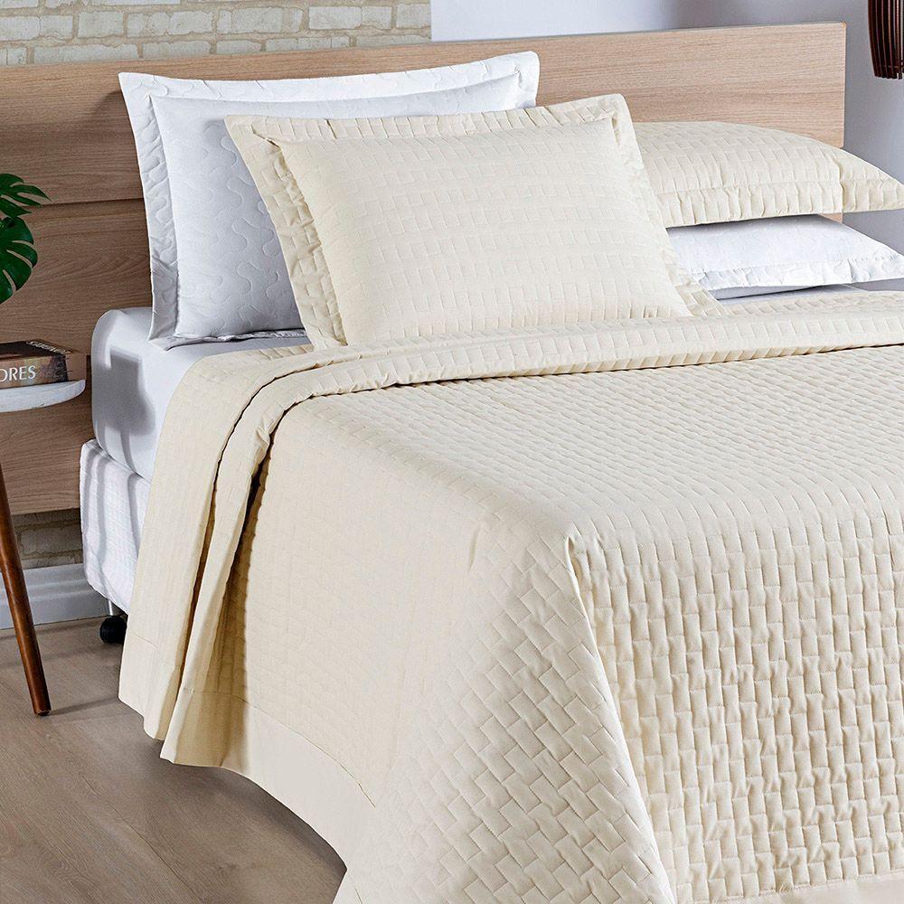 Cobre Leito Colcha King Milano 3 Peças Palha- 100% Poliéster - 2