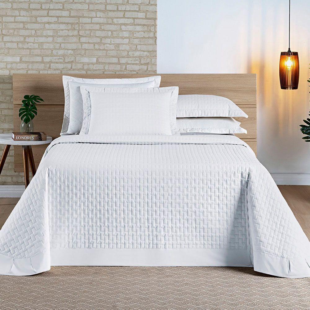 Cobre Leito Colcha King Milano 3 Peças Branco- 100% Poliéster - 3