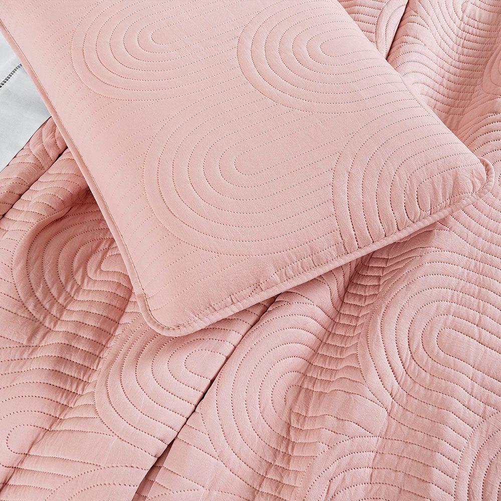 Cobre Leito Colcha Padrão Ternura 3 Peças Rosa - 100% Poliéster - 5