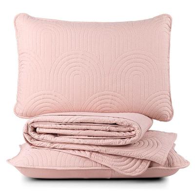 Cobre Leito Colcha Padrão Ternura 3 Peças Rosa - 100% Poliéster