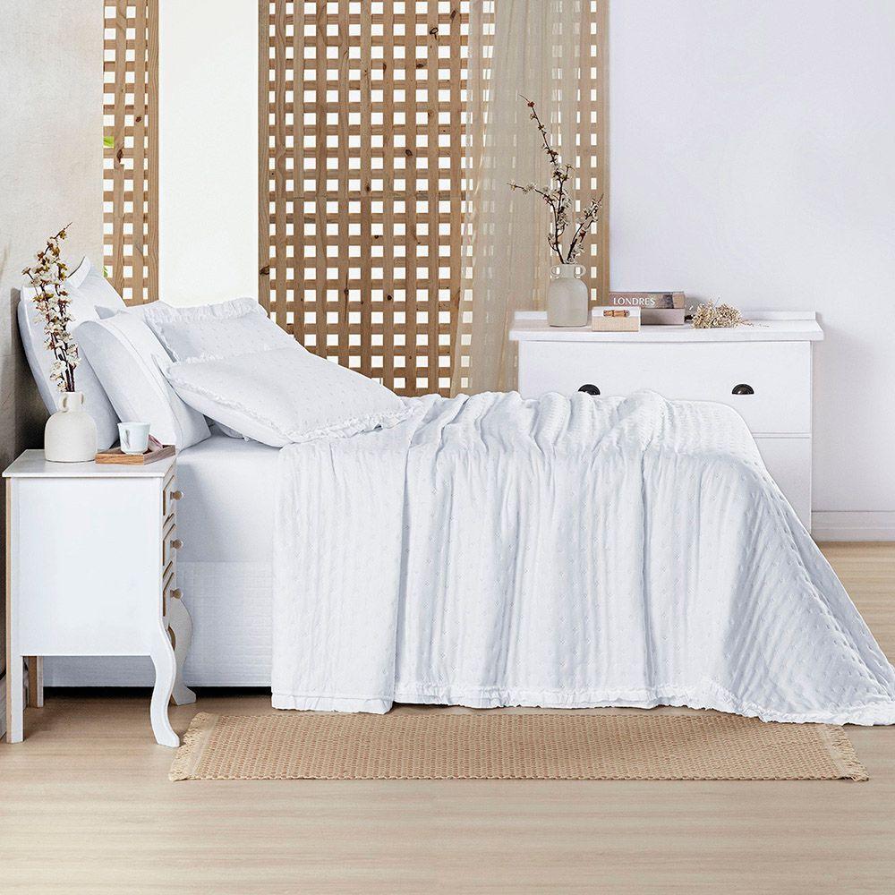 Cobre Leito Colcha Queen Luar 3 Peças Branco - 100% Poliéster - 4