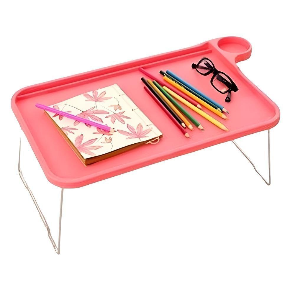 Mesa Desmontável Notebook Home Office Portátil Suporte Dobrável Multiuso Estudos Café Manhã Rosa - 1