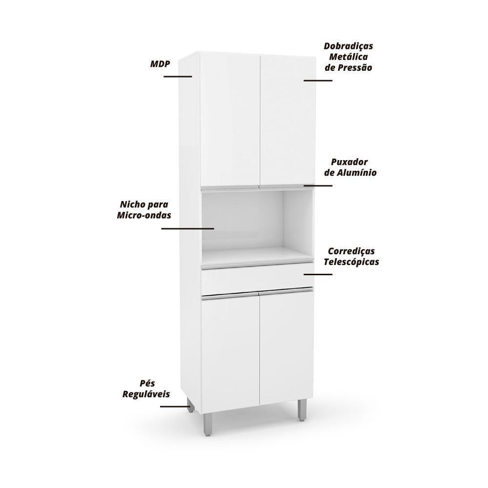 Paneleiro Duplo Nicho Para Micro-ondas Top Class Branco Branco - 6