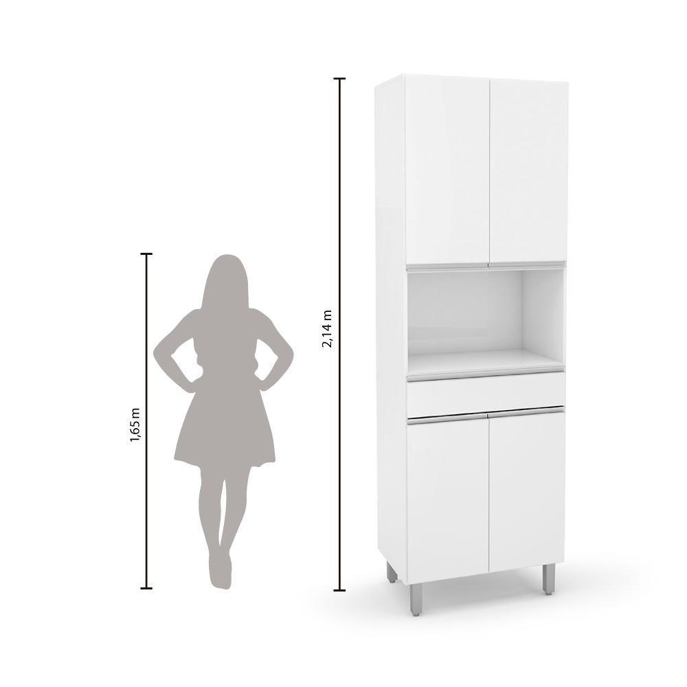 Paneleiro Duplo Nicho Para Micro-ondas Top Class Branco Branco - 7