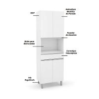 Paneleiro Duplo Nicho Para Micro-ondas Top Class Branco Branco - 6