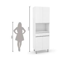 Paneleiro Duplo Nicho Para Micro-ondas Top Class Branco Branco - 7