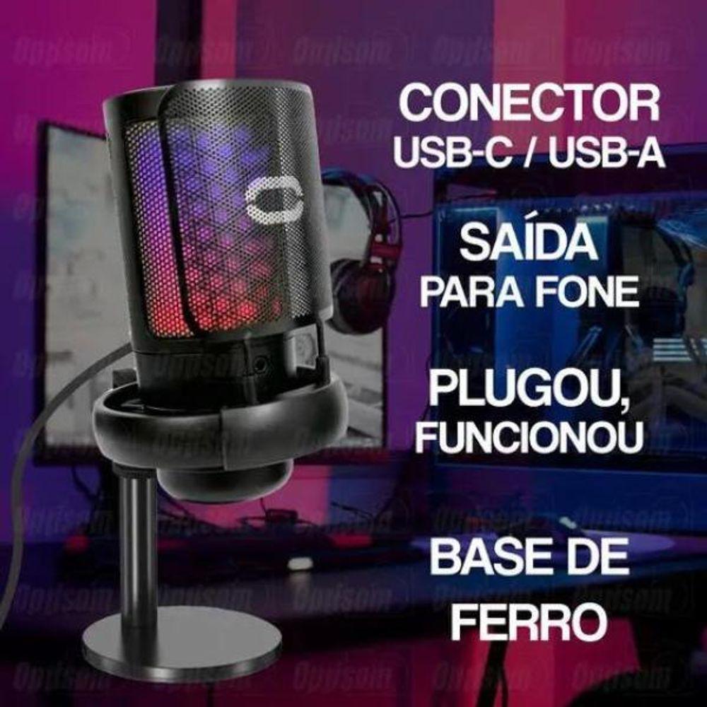 Microfone Gamer Rgb Usb Pc Mt1060r (preto) - 6