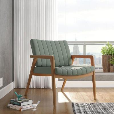 Poltrona Decorativa Uxuá Escritório Recepção Pés De Madeira Linho