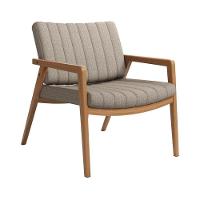 Poltrona Decorativa Uxuá Escritório Recepção Linho Marrom Pés De Madeira - 3