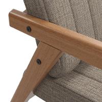 Poltrona Decorativa Uxuá Escritório Recepção Linho Marrom Pés De Madeira - 5