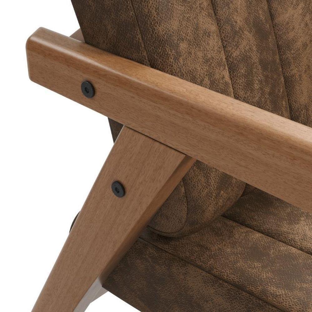Cadeira Poltrona Decorativa Sala De Estar Recepção Uxuá Tecido Nobuck Couro Macio Nobuck Marrom - 5